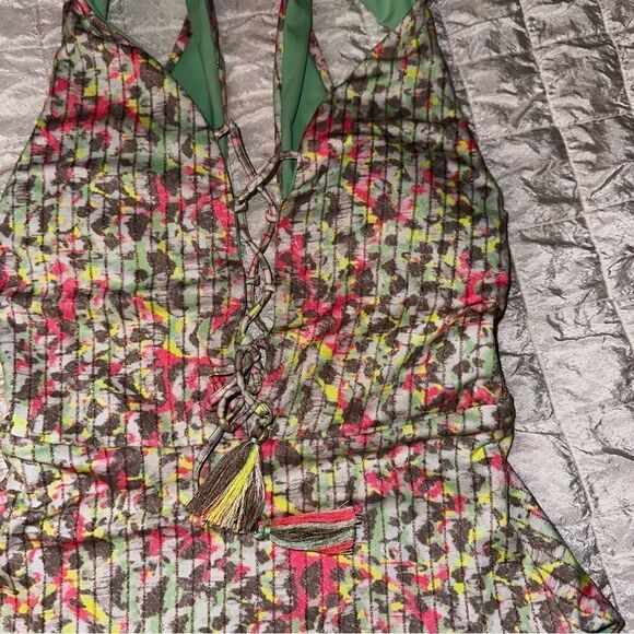 Becca by Rebecca Virtue Women's Corset Plunge One Piece Swimsuit Multi S/P - Picture 2 of 6